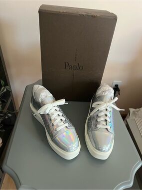 Paolo Iridescent Holographic Women's Sneakers - White Laces